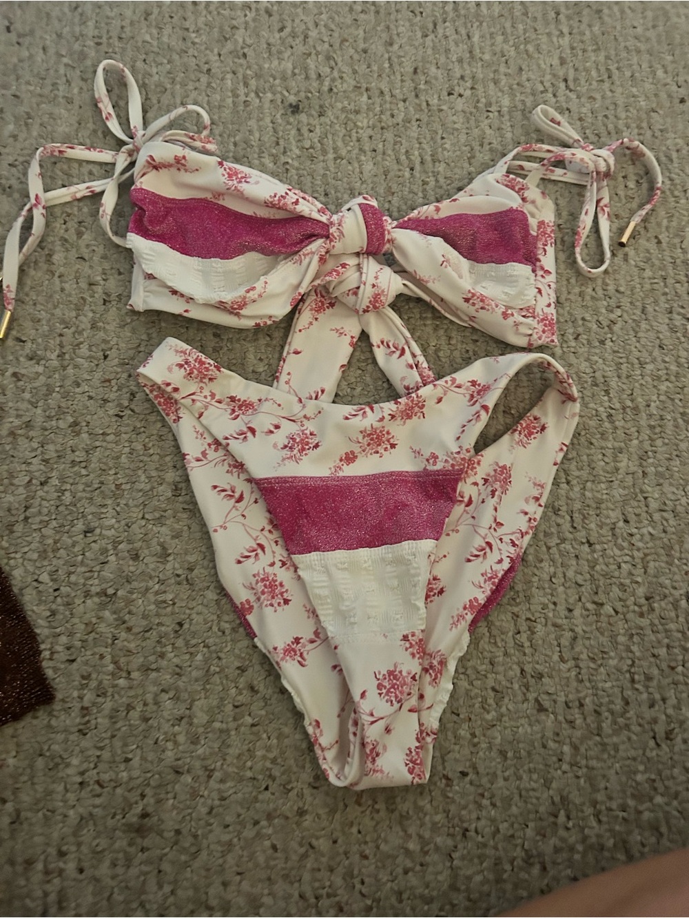 Floral Pink Tie-Side Women’s Bikini